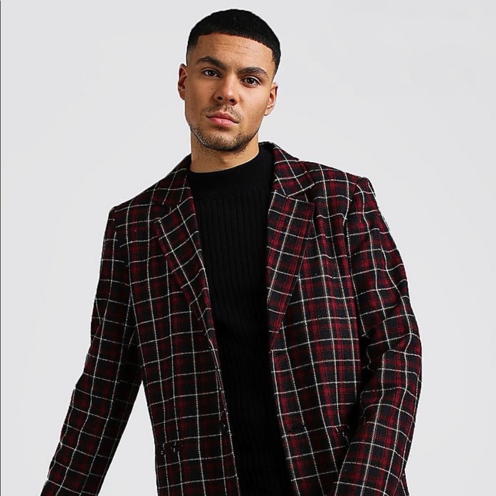 Boohoo Man Plaid Overcoat
